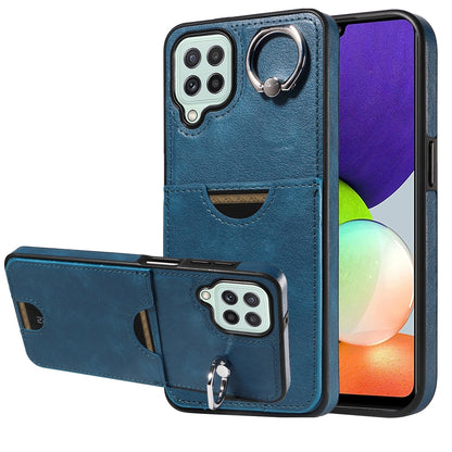 Samsung Galaxy A22 4G Calf Texture Phone Case with Card Slot & Ring Holder - Durable & Stylish Protection