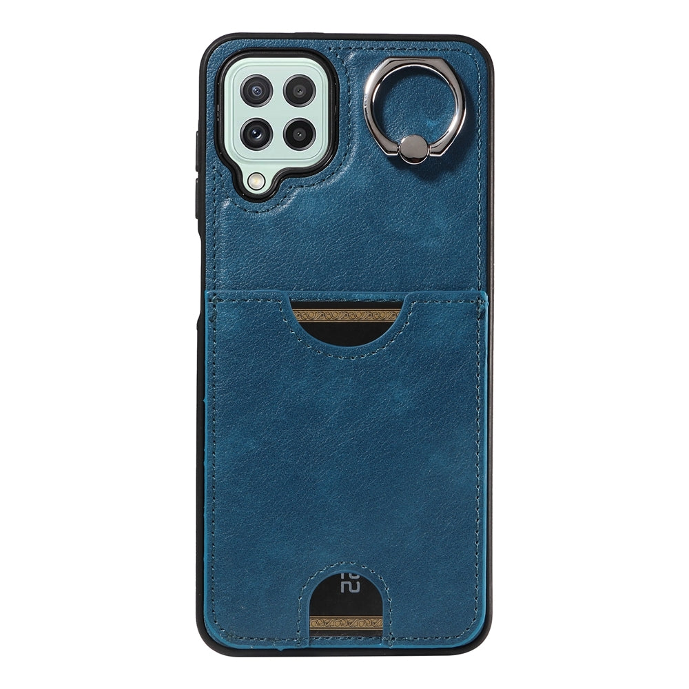 Samsung Galaxy A22 4G Calf Texture Phone Case with Card Slot & Ring Holder - Durable & Stylish Protection