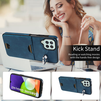 Samsung Galaxy A22 4G Calf Texture Phone Case with Card Slot & Ring Holder - Durable & Stylish Protection