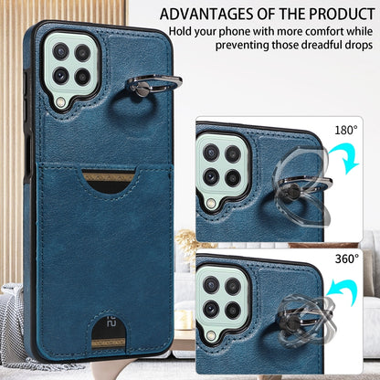 Samsung Galaxy A22 4G Calf Texture Phone Case with Card Slot & Ring Holder - Durable & Stylish Protection