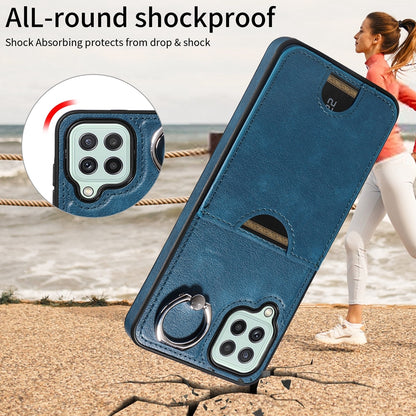 Samsung Galaxy A22 4G Calf Texture Phone Case with Card Slot & Ring Holder - Durable & Stylish Protection