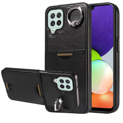 Samsung Galaxy A22 4G Calf Texture Phone Case with Card Slot & Ring Holder - Durable & Stylish Protection