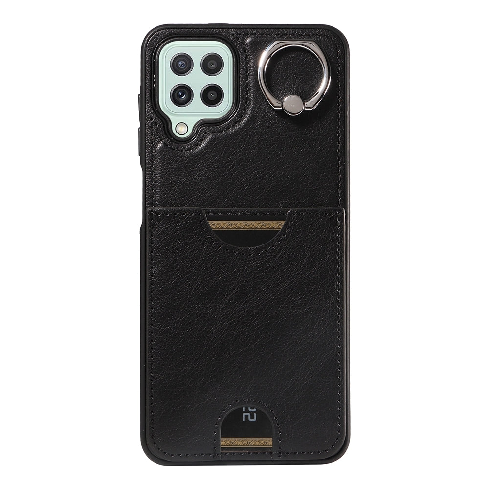 Samsung Galaxy A22 4G Calf Texture Phone Case with Card Slot & Ring Holder - Durable & Stylish Protection