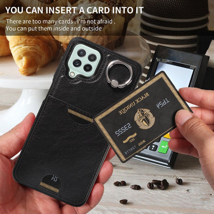 Samsung Galaxy A22 4G Calf Texture Phone Case with Card Slot & Ring Holder - Durable & Stylish Protection