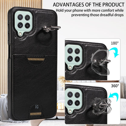 Samsung Galaxy A22 4G Calf Texture Phone Case with Card Slot & Ring Holder - Durable & Stylish Protection