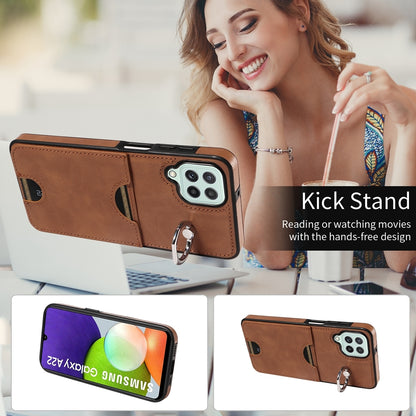 Samsung Galaxy A22 4G Calf Texture Phone Case with Card Slot & Ring Holder - Durable & Stylish Protection