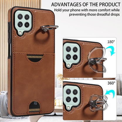Samsung Galaxy A22 4G Calf Texture Phone Case with Card Slot & Ring Holder - Durable & Stylish Protection