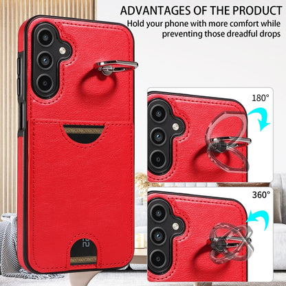 Samsung Galaxy A15 Calf Calf Texture Phone Case with Card Slot & Ring Holder - Durable & Stylish Protection