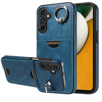 Samsung Galaxy A15 Calf Calf Texture Phone Case with Card Slot & Ring Holder - Durable & Stylish Protection