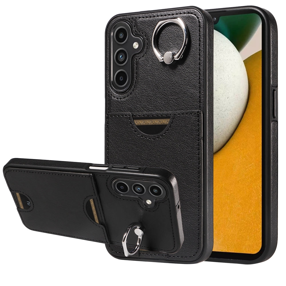 Samsung Galaxy A15 Calf Calf Texture Phone Case with Card Slot & Ring Holder - Durable & Stylish Protection