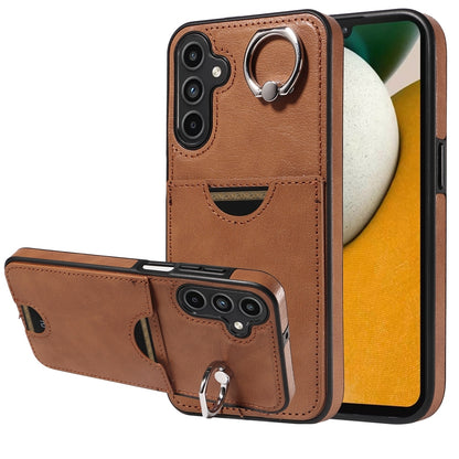 Samsung Galaxy A15 Calf Calf Texture Phone Case with Card Slot & Ring Holder - Durable & Stylish Protection
