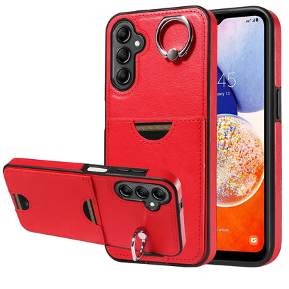 Samsung Galaxy A14 4G/5G Calf Texture Phone Case with Card Slot & Ring Holder - Durable & Stylish Protection