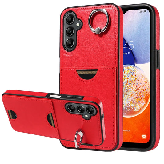 Samsung Galaxy A14 4G/5G Calf Texture Phone Case with Card Slot & Ring Holder - Durable & Stylish Protection