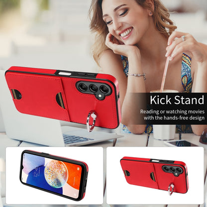 Samsung Galaxy A14 4G/5G Calf Texture Phone Case with Card Slot & Ring Holder - Durable & Stylish Protection