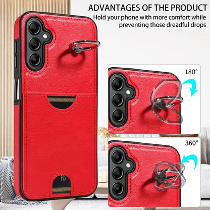 Samsung Galaxy A14 4G/5G Calf Texture Phone Case with Card Slot & Ring Holder - Durable & Stylish Protection