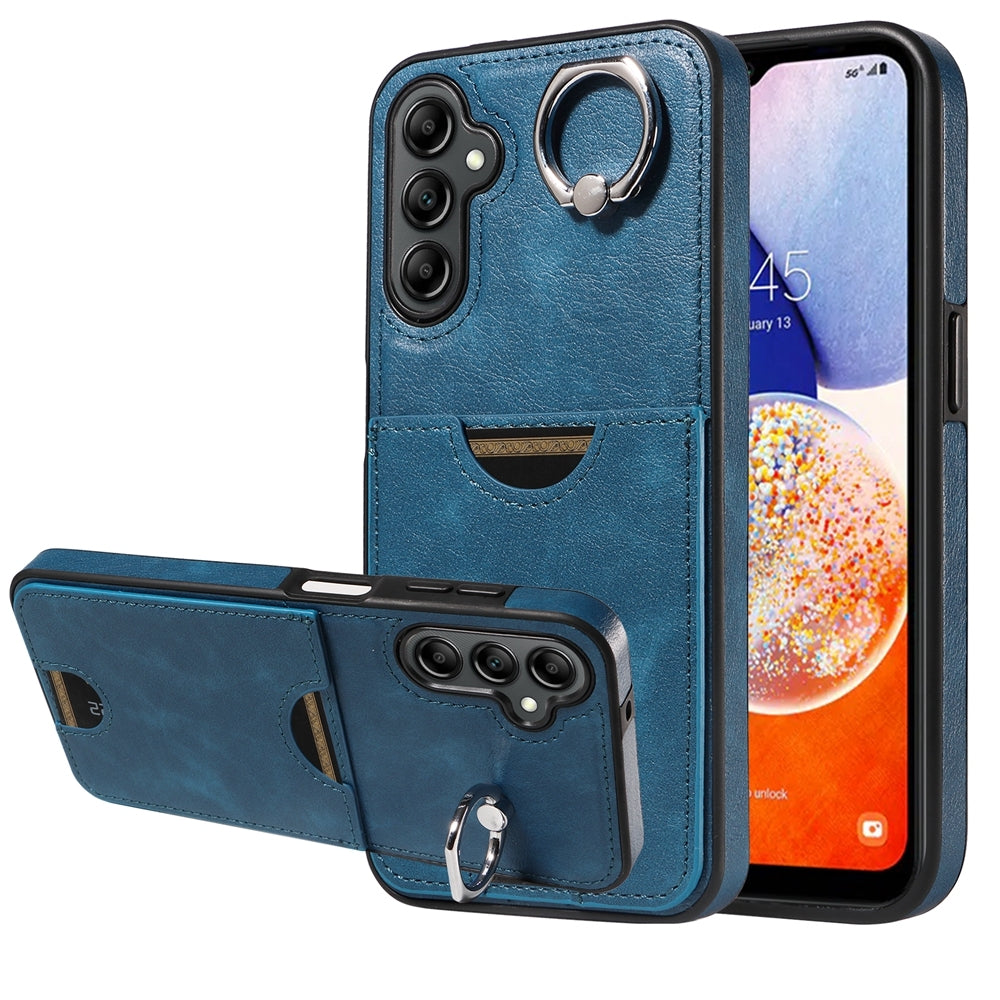 Samsung Galaxy A14 4G/5G Calf Texture Phone Case with Card Slot & Ring Holder - Durable & Stylish Protection