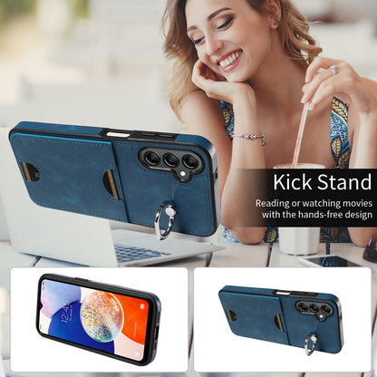 Samsung Galaxy A14 4G/5G Calf Texture Phone Case with Card Slot & Ring Holder - Durable & Stylish Protection