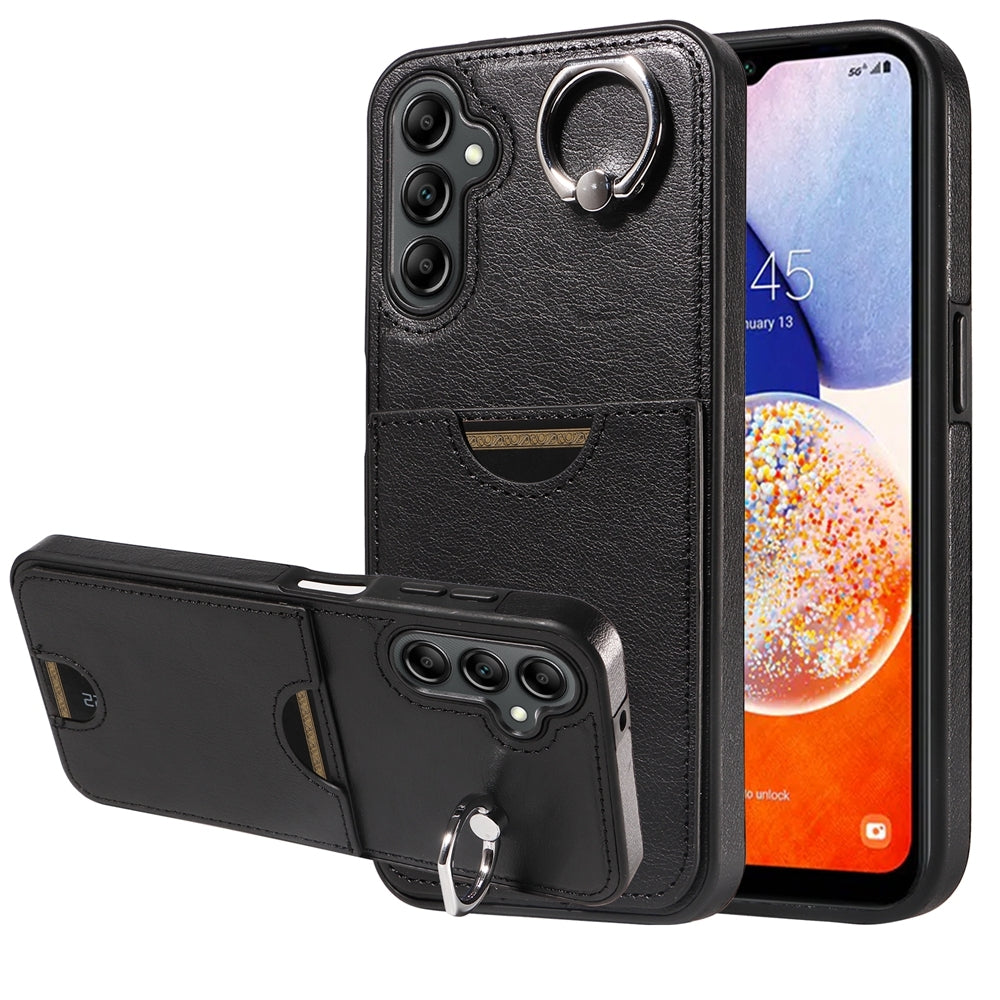Samsung Galaxy A14 4G/5G Calf Texture Phone Case with Card Slot & Ring Holder - Durable & Stylish Protection