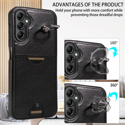 Samsung Galaxy A14 4G/5G Calf Texture Phone Case with Card Slot & Ring Holder - Durable & Stylish Protection