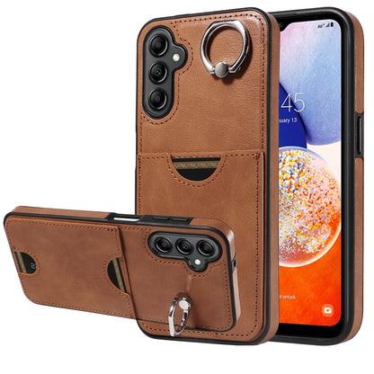 Samsung Galaxy A14 4G/5G Calf Texture Phone Case with Card Slot & Ring Holder - Durable & Stylish Protection