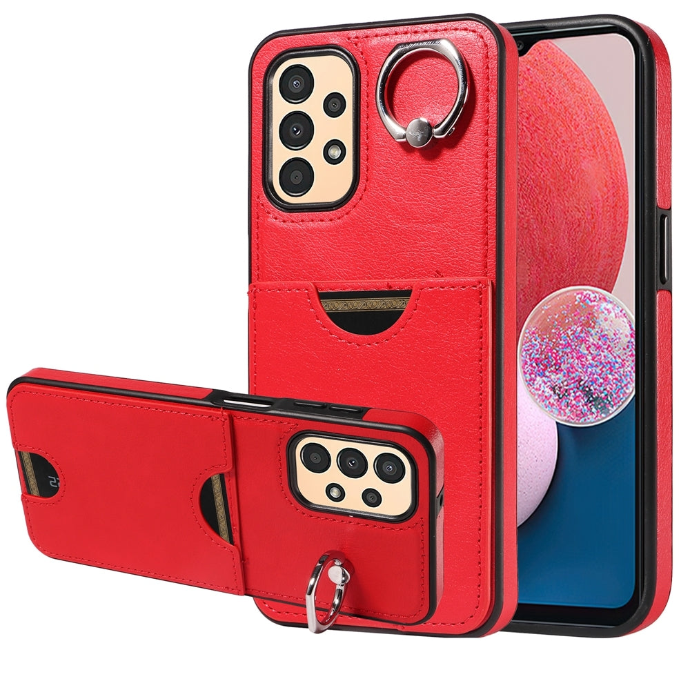 Samsung Galaxy A13 4G Calf Texture Phone Case with Card Slot & Ring Holder - Durable & Stylish Protection