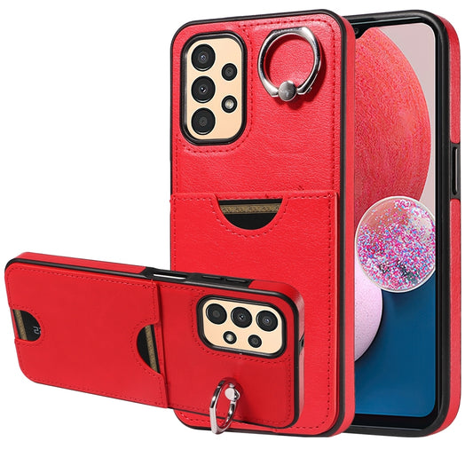 Samsung Galaxy A13 4G Calf Texture Phone Case with Card Slot & Ring Holder - Durable & Stylish Protection