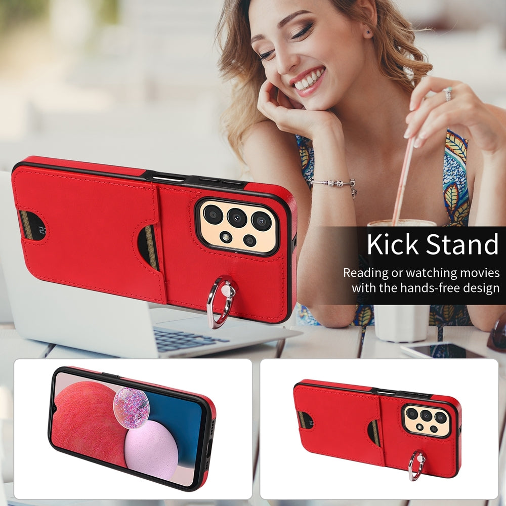 Samsung Galaxy A13 4G Calf Texture Phone Case with Card Slot & Ring Holder - Durable & Stylish Protection