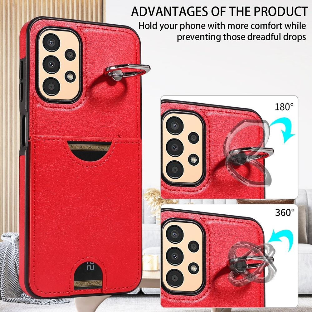 Samsung Galaxy A13 4G Calf Texture Phone Case with Card Slot & Ring Holder - Durable & Stylish Protection