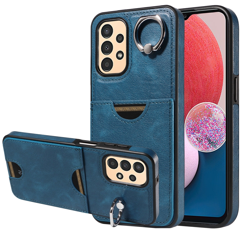Samsung Galaxy A13 4G Calf Texture Phone Case with Card Slot & Ring Holder - Durable & Stylish Protection