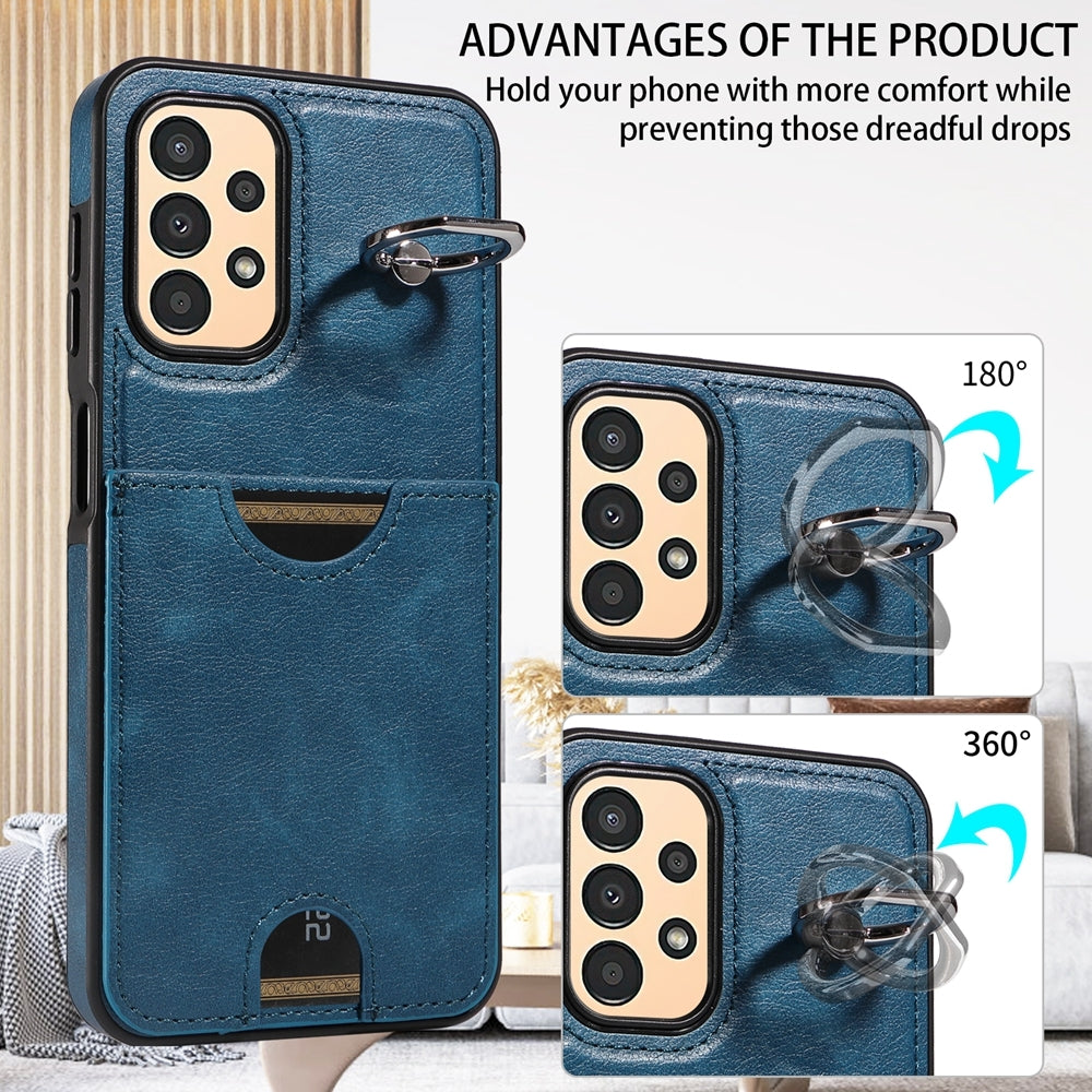 Samsung Galaxy A13 4G Calf Texture Phone Case with Card Slot & Ring Holder - Durable & Stylish Protection