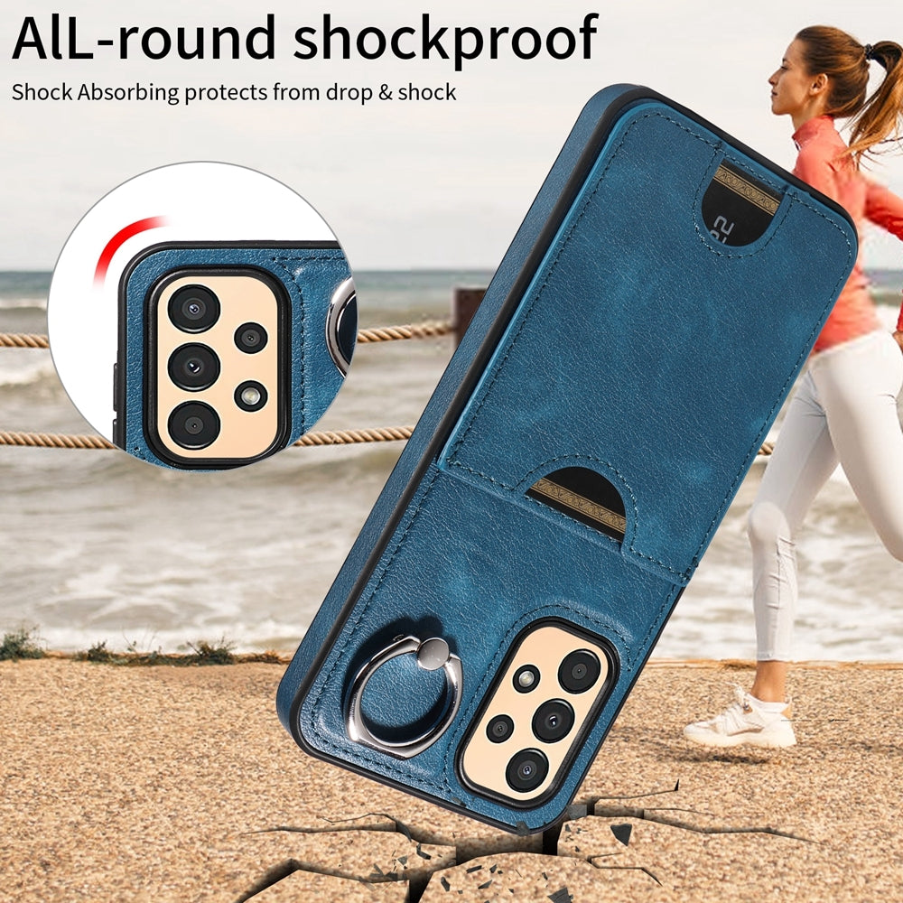 Samsung Galaxy A13 4G Calf Texture Phone Case with Card Slot & Ring Holder - Durable & Stylish Protection