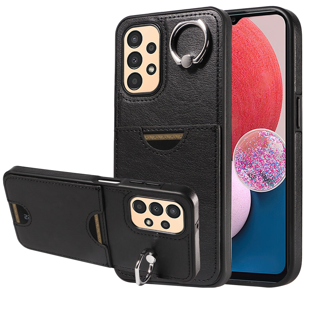Samsung Galaxy A13 4G Calf Texture Phone Case with Card Slot & Ring Holder - Durable & Stylish Protection