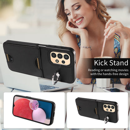 Samsung Galaxy A13 4G Calf Texture Phone Case with Card Slot & Ring Holder - Durable & Stylish Protection