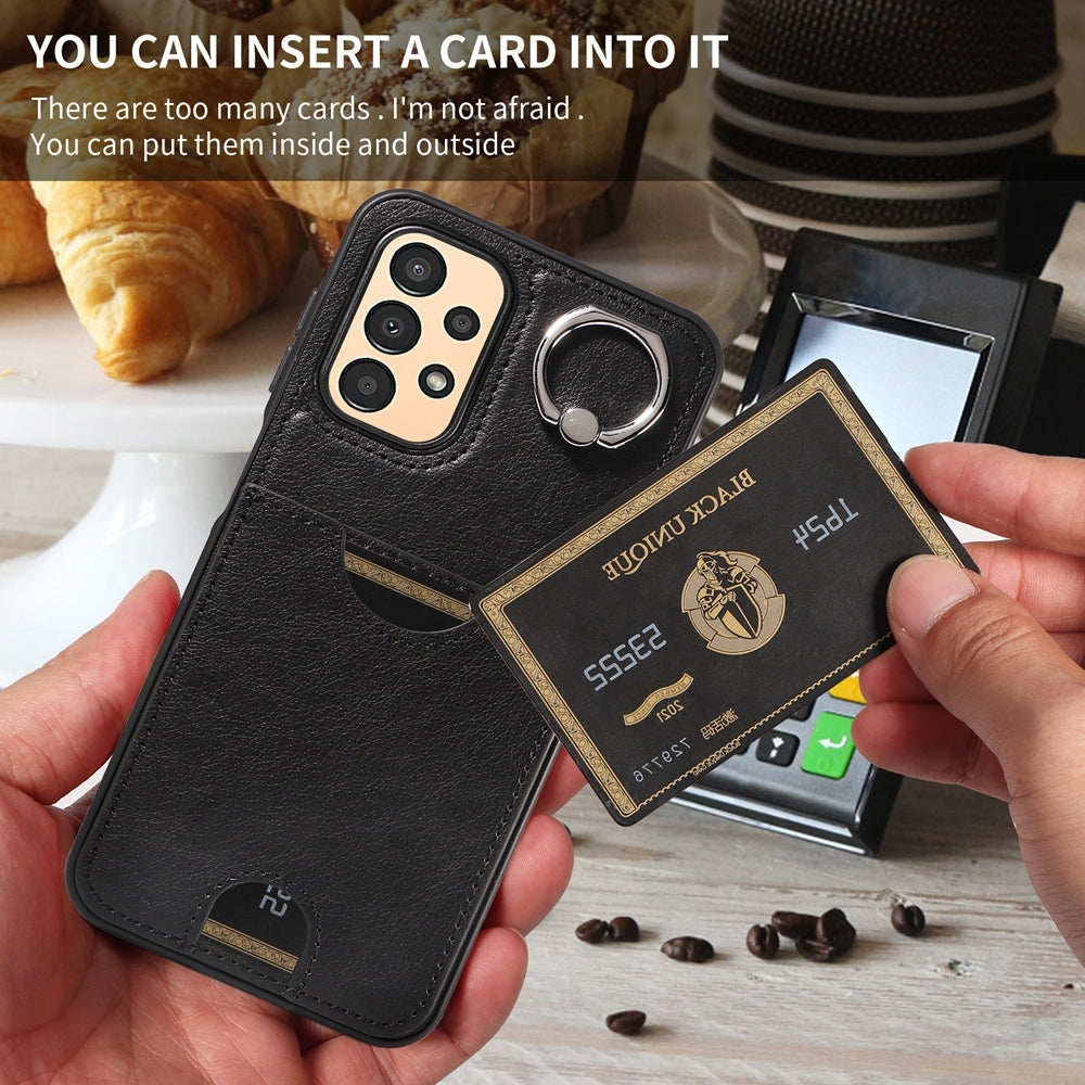 Samsung Galaxy A13 4G Calf Texture Phone Case with Card Slot & Ring Holder - Durable & Stylish Protection