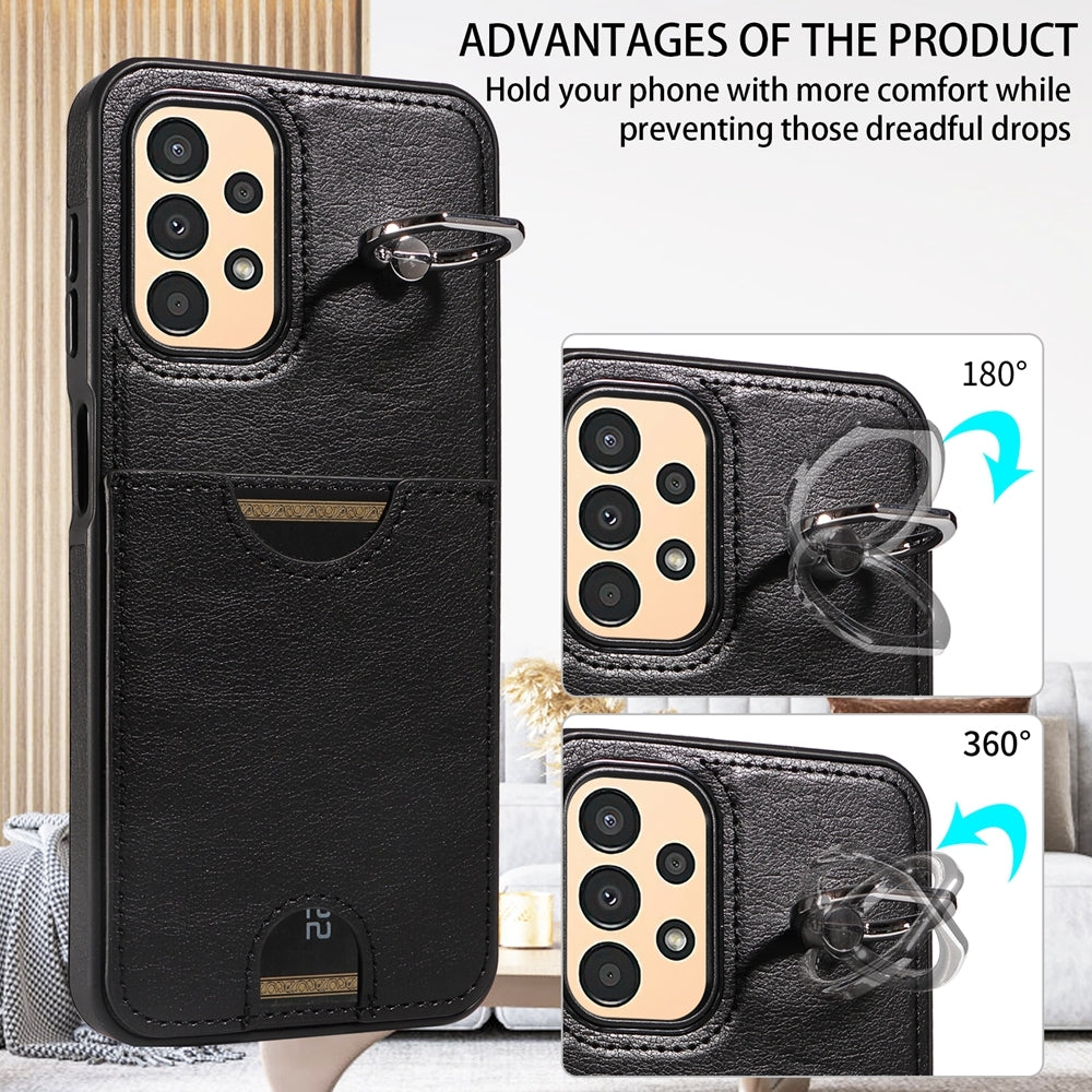 Samsung Galaxy A13 4G Calf Texture Phone Case with Card Slot & Ring Holder - Durable & Stylish Protection