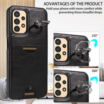 Samsung Galaxy A13 4G Calf Texture Phone Case with Card Slot & Ring Holder - Durable & Stylish Protection
