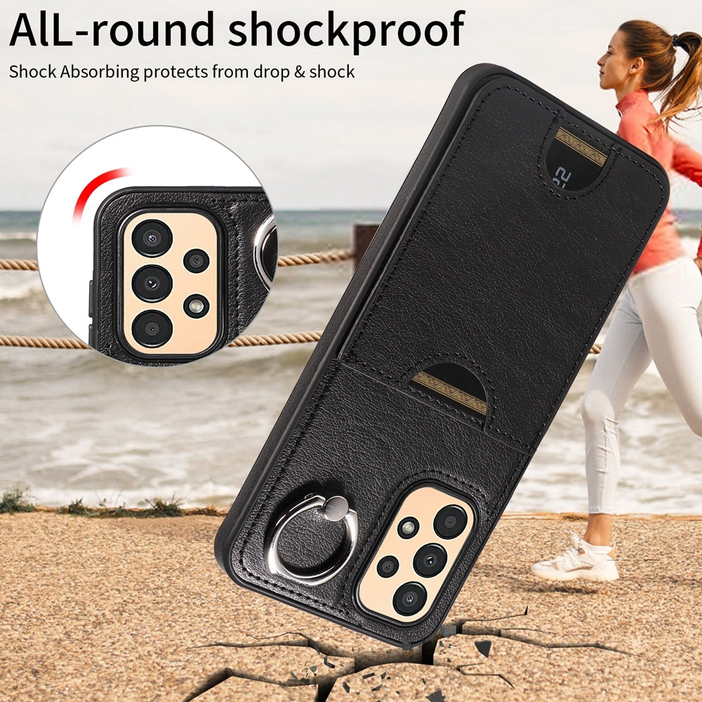 Samsung Galaxy A13 4G Calf Texture Phone Case with Card Slot & Ring Holder - Durable & Stylish Protection