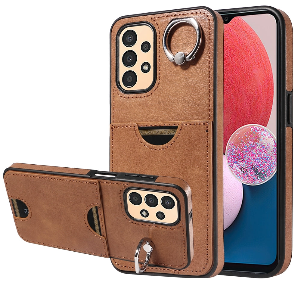 Samsung Galaxy A13 4G Calf Texture Phone Case with Card Slot & Ring Holder - Durable & Stylish Protection