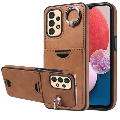 Samsung Galaxy A13 4G Calf Texture Phone Case with Card Slot & Ring Holder - Durable & Stylish Protection