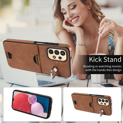 Samsung Galaxy A13 4G Calf Texture Phone Case with Card Slot & Ring Holder - Durable & Stylish Protection