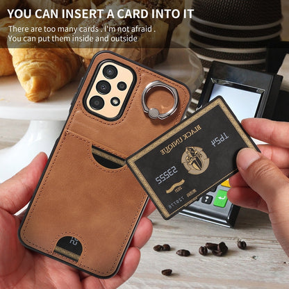 Samsung Galaxy A13 4G Calf Texture Phone Case with Card Slot & Ring Holder - Durable & Stylish Protection