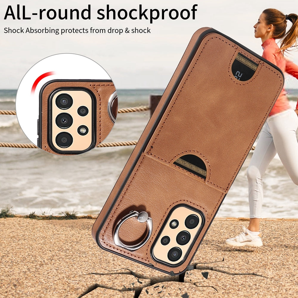 Samsung Galaxy A13 4G Calf Texture Phone Case with Card Slot & Ring Holder - Durable & Stylish Protection