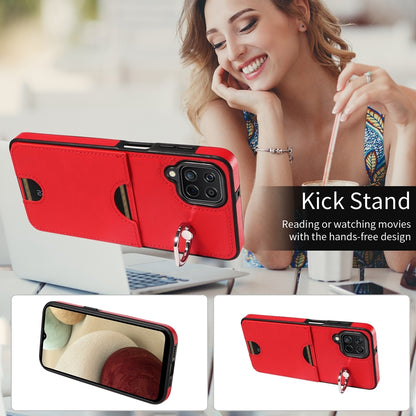 Samsung Galaxy A12 4G Calf Texture Phone Case with Card Slot & Ring Holder - Durable & Stylish Protection