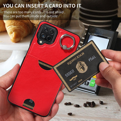 Samsung Galaxy A12 4G Calf Texture Phone Case with Card Slot & Ring Holder - Durable & Stylish Protection