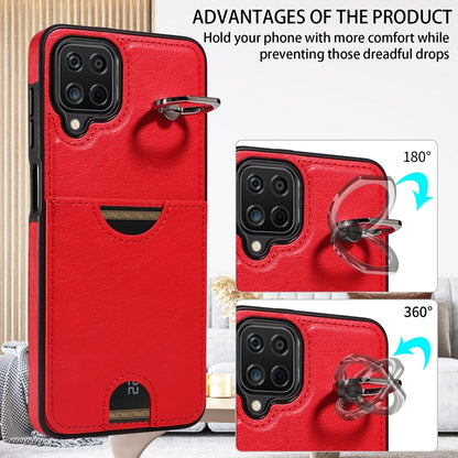 Samsung Galaxy A12 4G Calf Texture Phone Case with Card Slot & Ring Holder - Durable & Stylish Protection