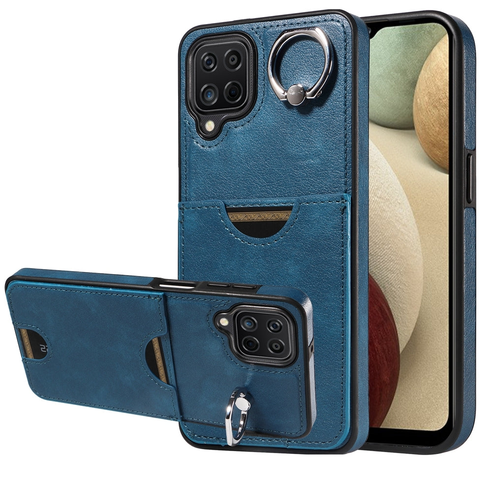 Samsung Galaxy A12 4G Calf Texture Phone Case with Card Slot & Ring Holder - Durable & Stylish Protection