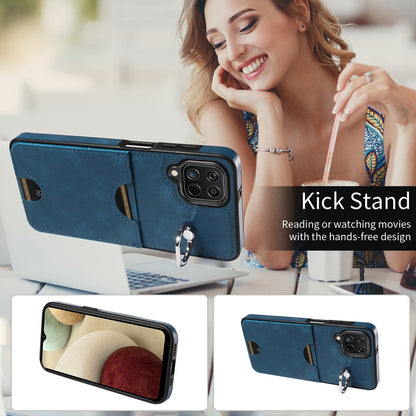 Samsung Galaxy A12 4G Calf Texture Phone Case with Card Slot & Ring Holder - Durable & Stylish Protection