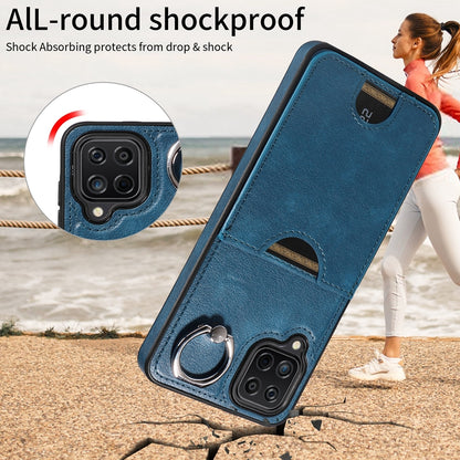 Samsung Galaxy A12 4G Calf Texture Phone Case with Card Slot & Ring Holder - Durable & Stylish Protection