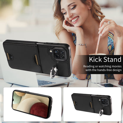 Samsung Galaxy A12 4G Calf Texture Phone Case with Card Slot & Ring Holder - Durable & Stylish Protection