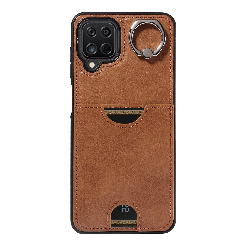 Samsung Galaxy A12 4G Calf Texture Phone Case with Card Slot & Ring Holder - Durable & Stylish Protection
